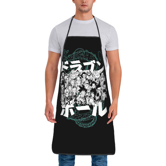 Dragon Ball schwarze Schürze - Collage Krieger und japanische Charaktere