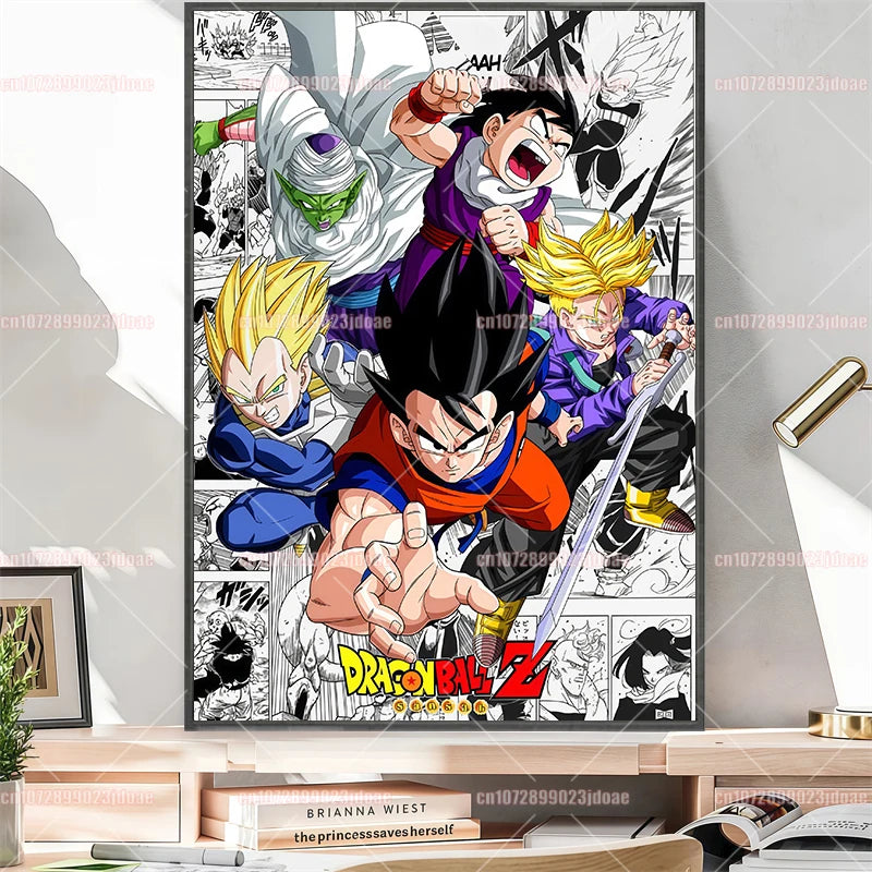 Pósteres manga Dragon Ball - Vegeta Goku y Broly a color