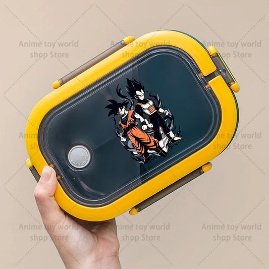 Boîte à goûter jaune Dragon Ball - les Saiyans en noir blanc et orange