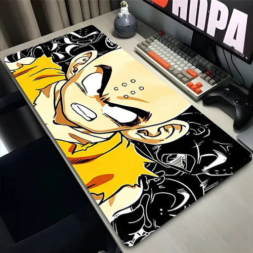 Tapis de souris jaune et noir Dragon Ball - Krilin en gros plan