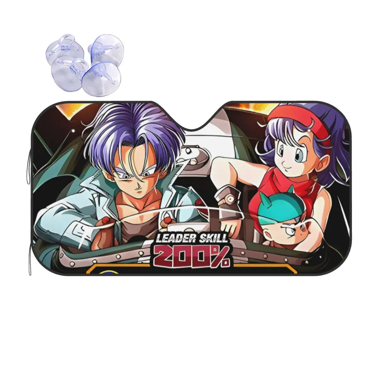 Zwarte auto parasol Dragon Ball kanji Go en oranje merken