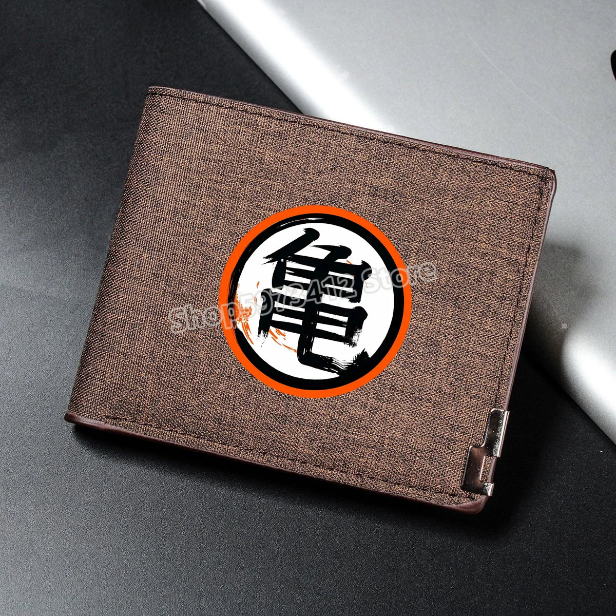 Braune Brieftasche Dragon Ball - kanji Go bestickt