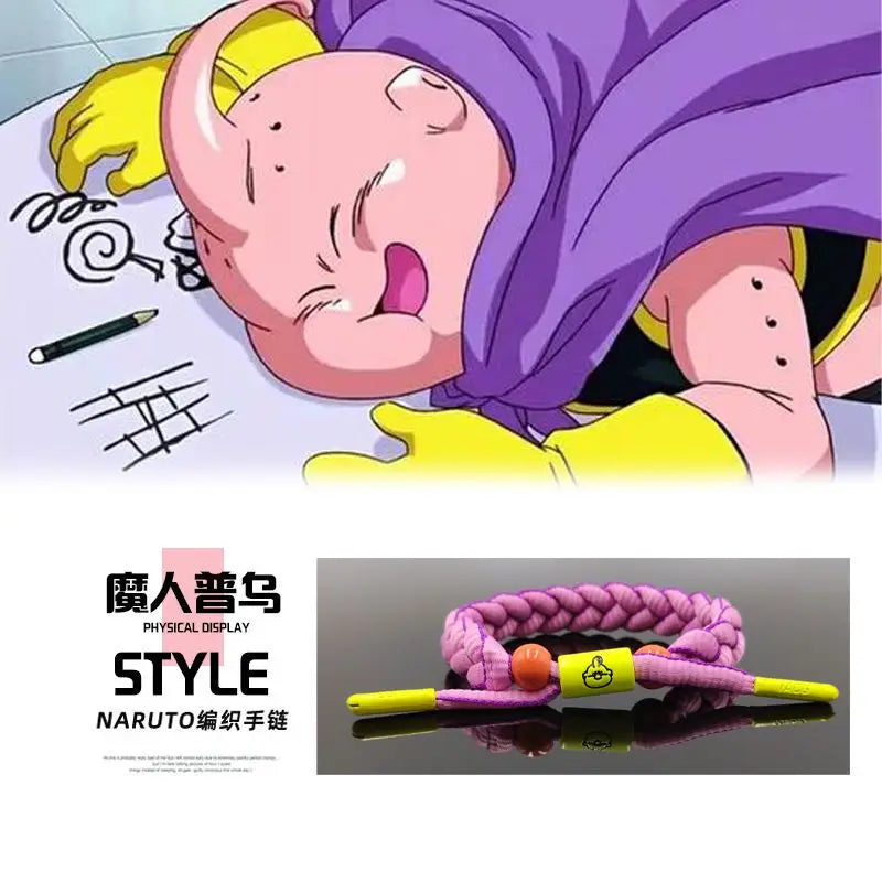 Pulsera trenzada naranja Dragon Ball - kanji Go y cuentas naranjas