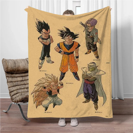 Plaid beige Dragon Ball - Goku Vegeta Trunks Piccolo et Gohan