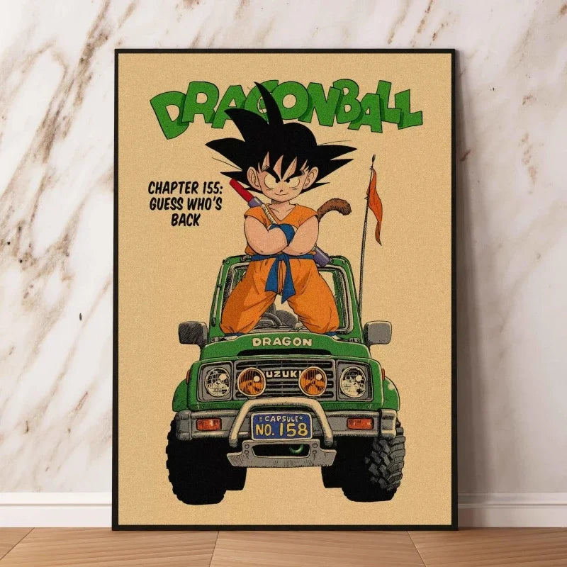 Affiches rétro - Goku enfant et couvertures Dragon Ball