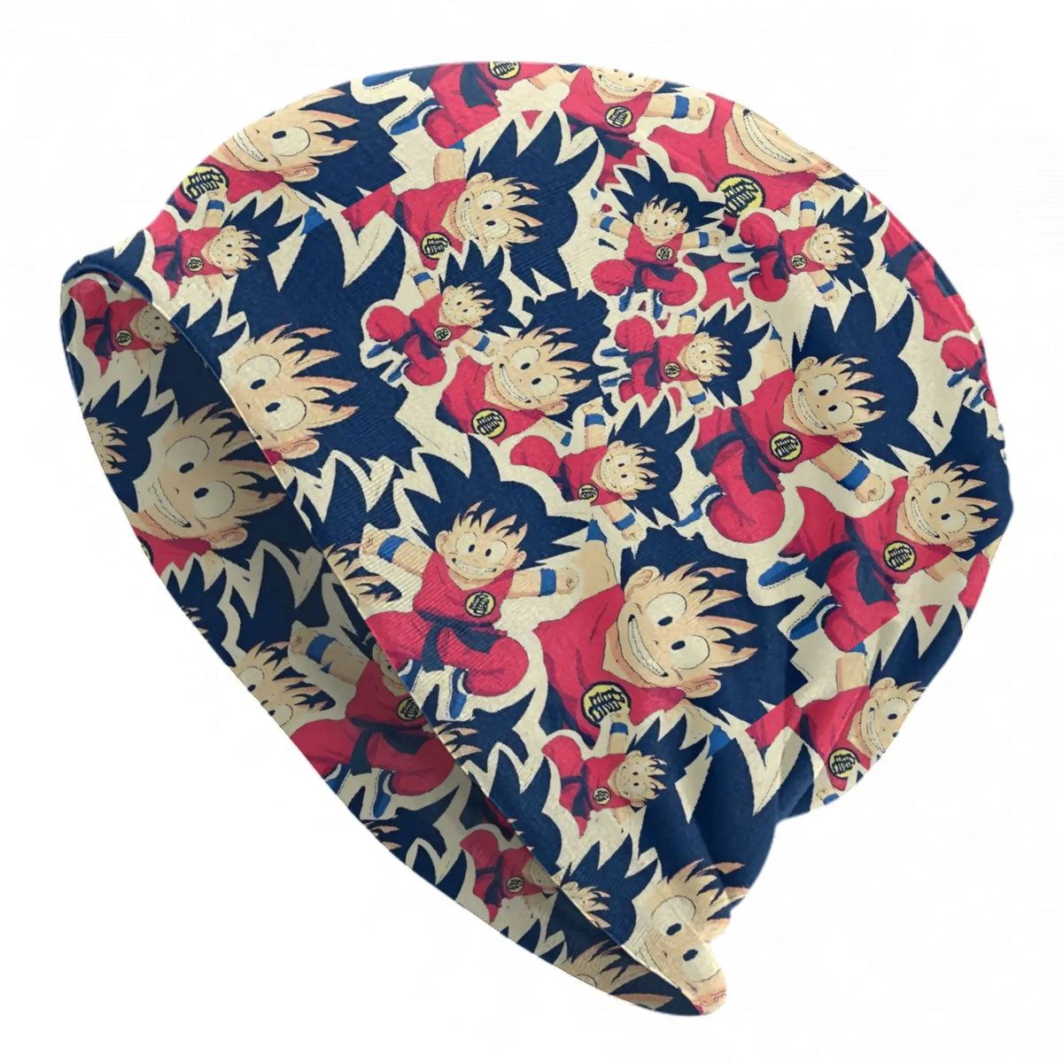 Bonnet bleu et rouge Dragon Ball - Goku enfant et fleurs