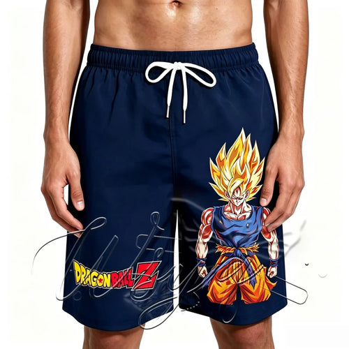 Dragon Ball Navy Blue Bath Shorts - Goku Super Saiyan and Z logo