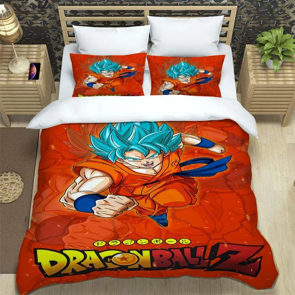 Sacco copripiumino arancione Dragon Ball - Goku Super Saiyan Blue in battaglia