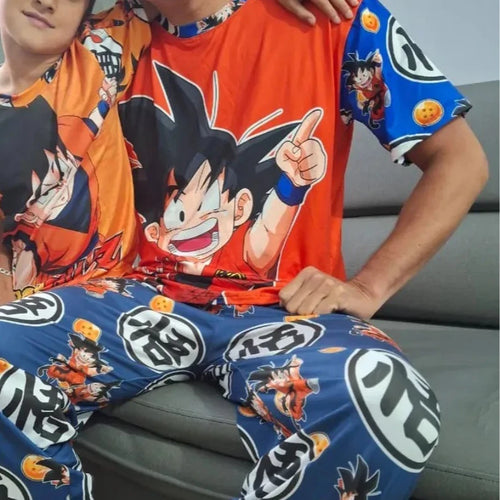 Orange and blue Dragon Ball pajamas - Child Goku and Go kanji