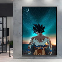 Goku from behind under a starry sky