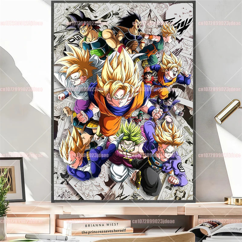 Pósteres manga Dragon Ball - Vegeta Goku y Broly a color