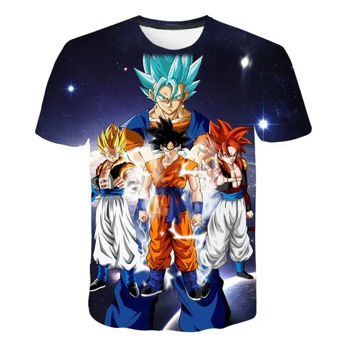 T-shirt blauwe nacht Dragon Ball Goku en Saiyan fusions