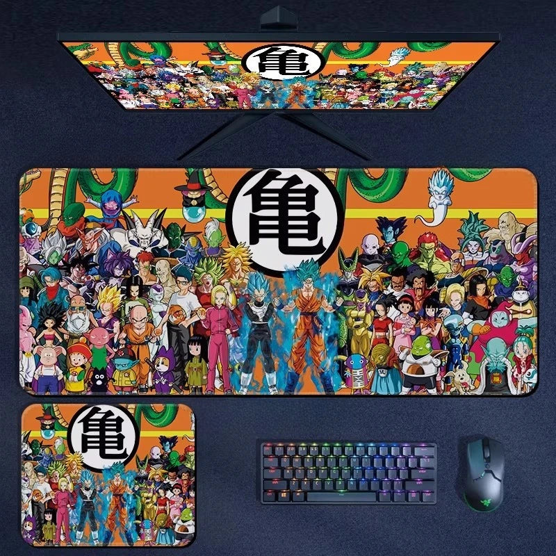 Tapis de souris orange Dragon Ball - personnages alignés et kanji Kame