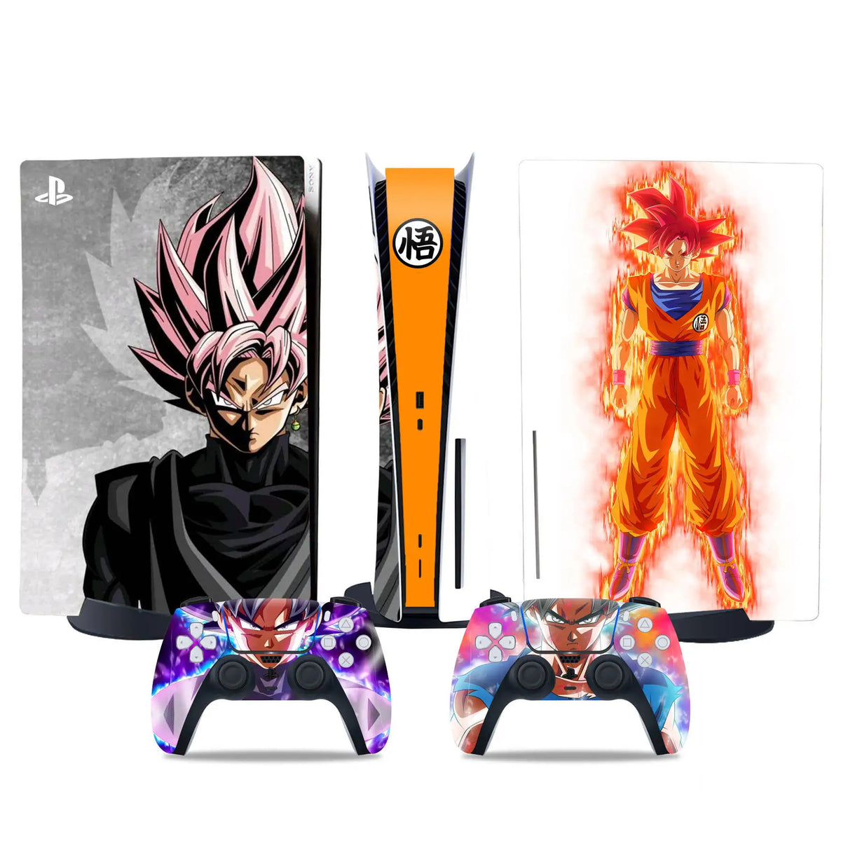 Sticker PS5 et manettes Dragon Ball - Black Goku Rosé et Goku Super Saiyan God