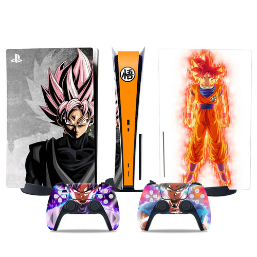 Sticker PS5 et manettes Dragon Ball - Black Goku Rosé et Goku Super Saiyan God