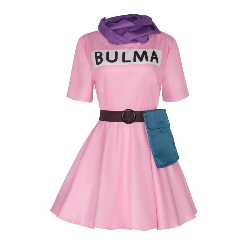 Costume rose Dragon Ball - Bulma avec ceinture et foulard