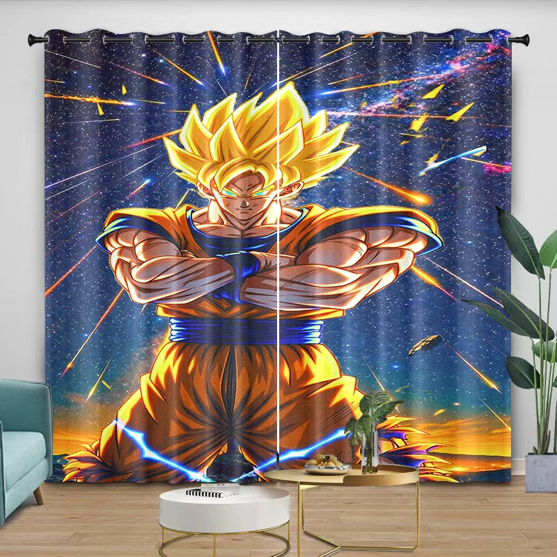 Rideaux Dragon Ball - Goku Super Saiyan Blue et transformations