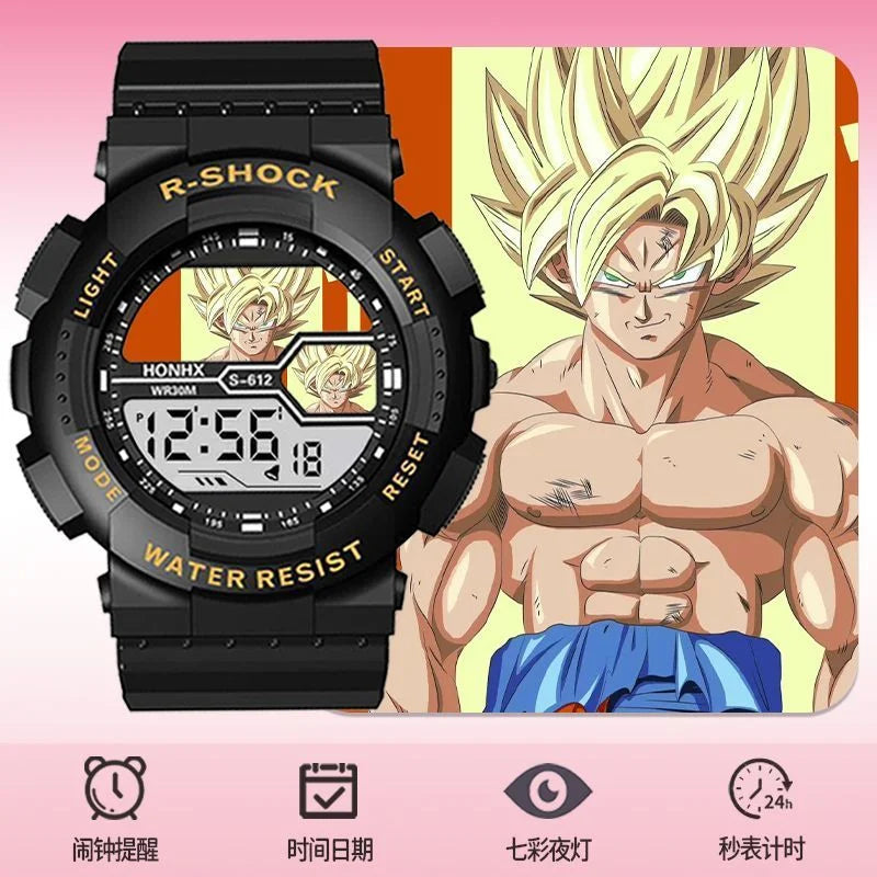 Montre numérique Dragon Ball - Goku en tenue orange sur cadran rond