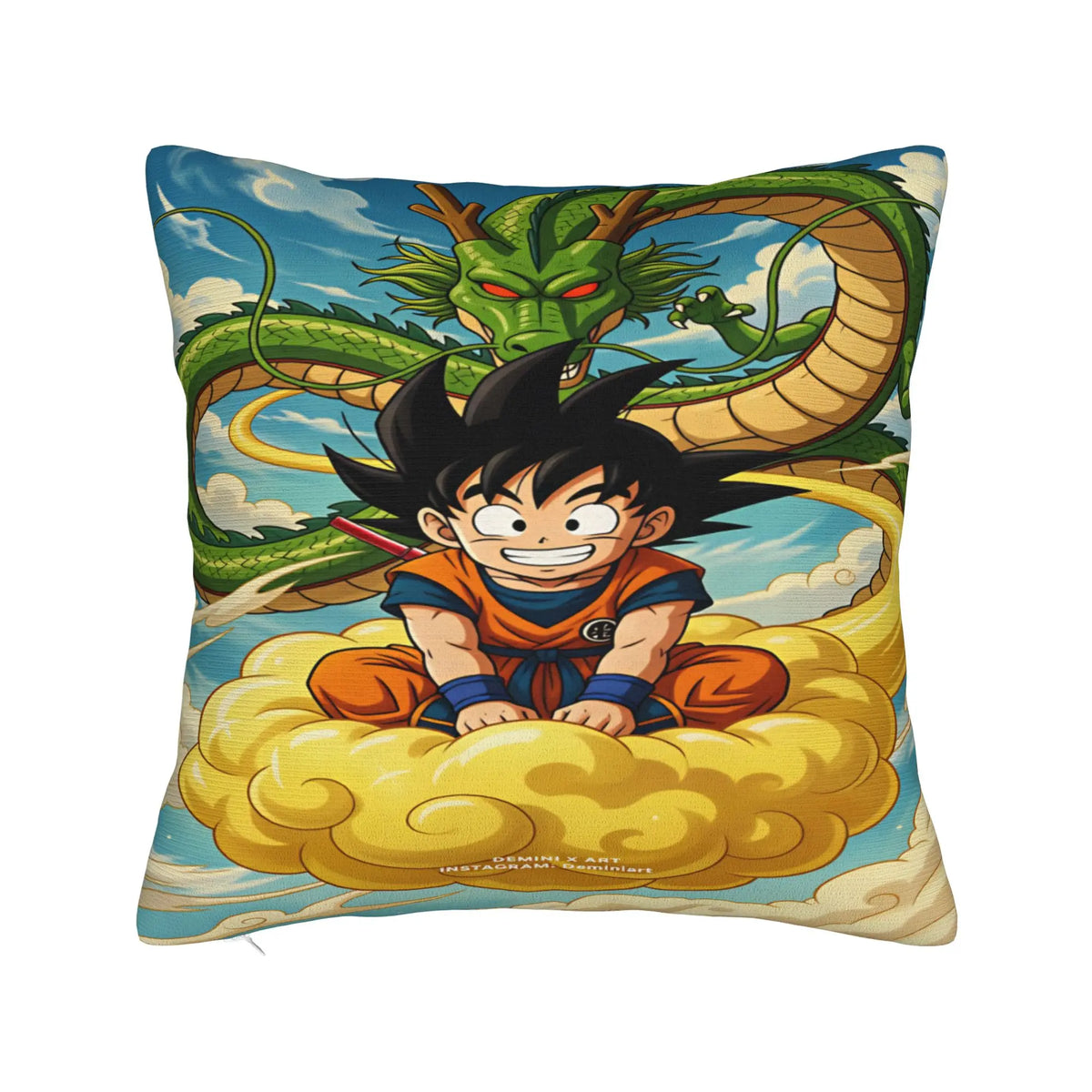 Dragon Ball blue cushion cover - Child Goku on magic cloud