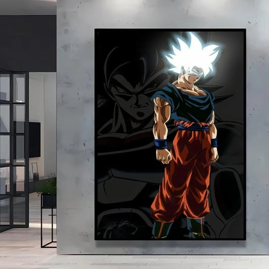 Poster sur toile noir Dragon Ball - Goku aux cheveux blancs lumineux