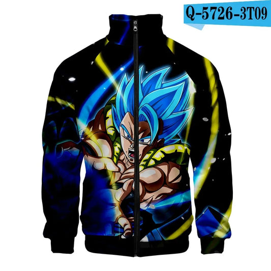Veste zippée noire et bleue Dragon Ball - Gogeta Blue en attaque