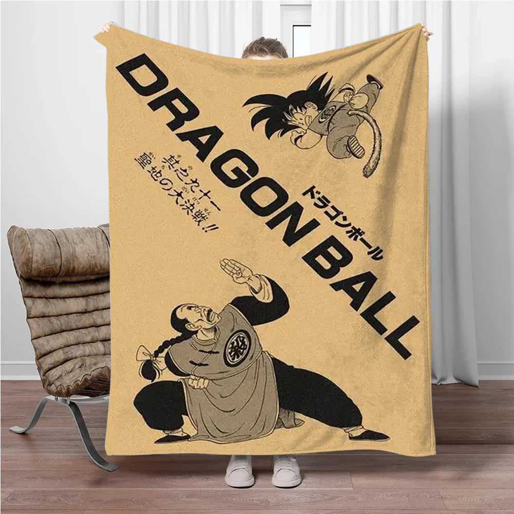 Plaid beige Dragon Ball - Goku e Genio delle Tartarughe in bianco e nero