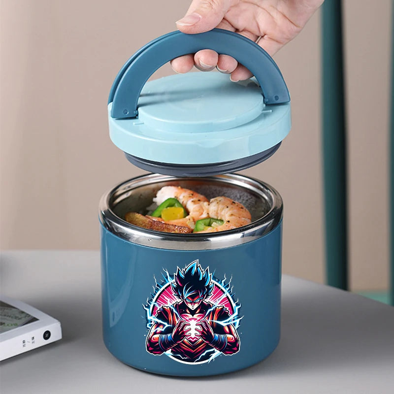 Boîte repas ronde bleue Dragon Ball - Goku Super Saiyan 4 rouge et noir