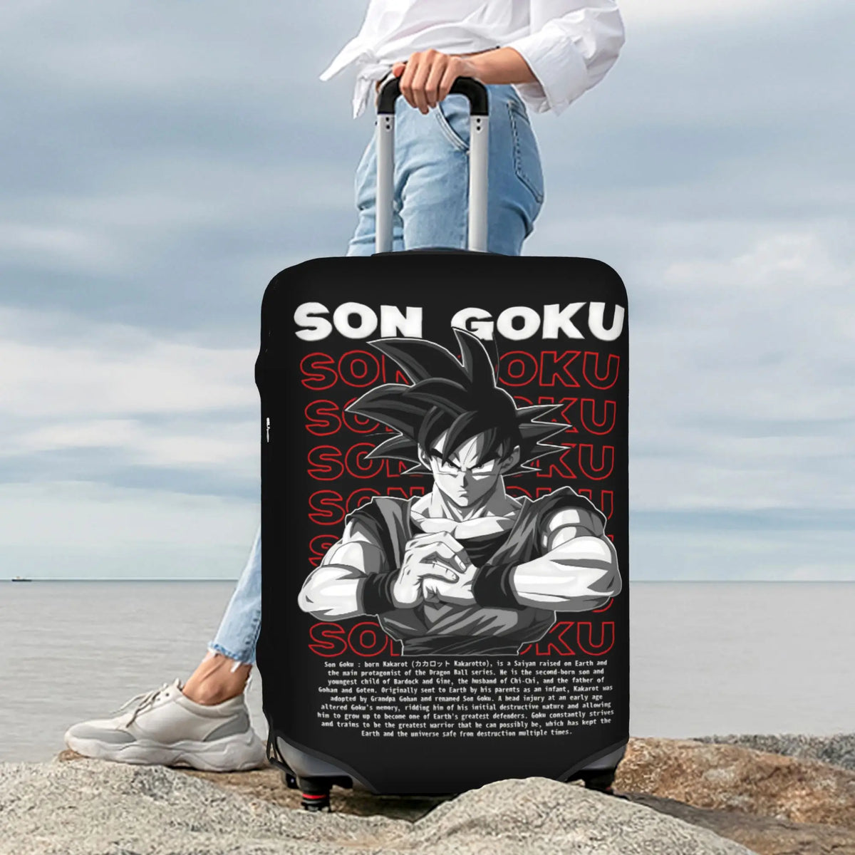 Housse de valise multicolore Dragon Ball - Goku et ses transformations répétées