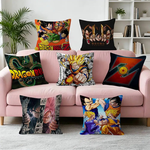 Housses de coussin Dragon Ball - Goku Shenron et symboles de la saga