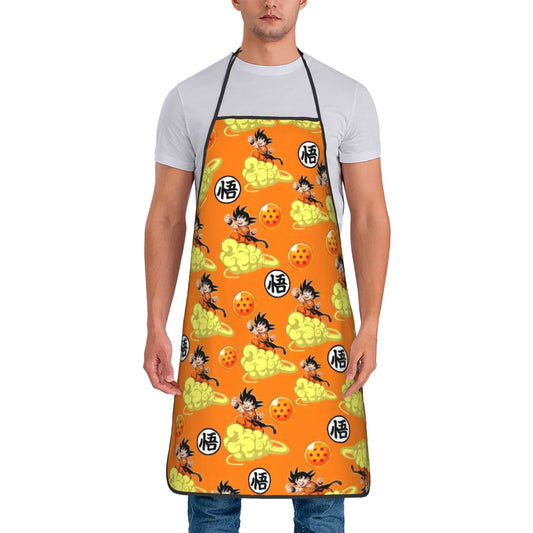 Orange Dragon Ball apron - Goku child on clouds and kanji