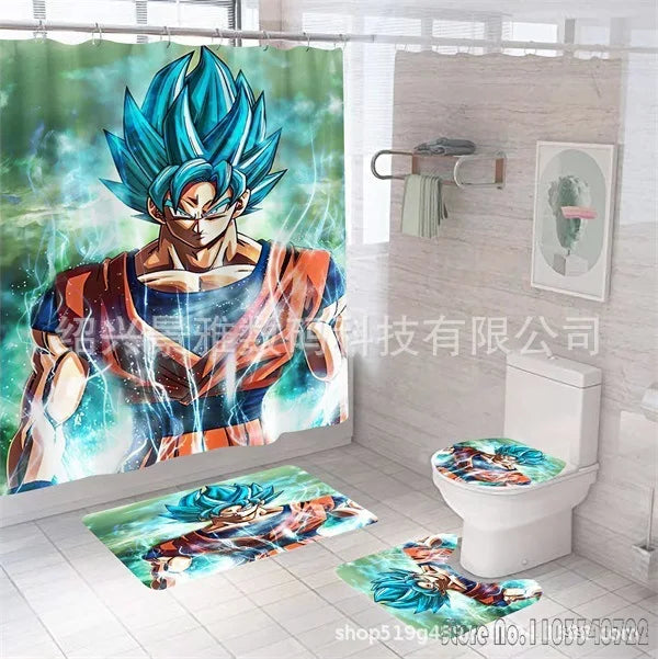 Set of shower curtains and carpets Dragon Ball - Goku Super Saiyan Blue