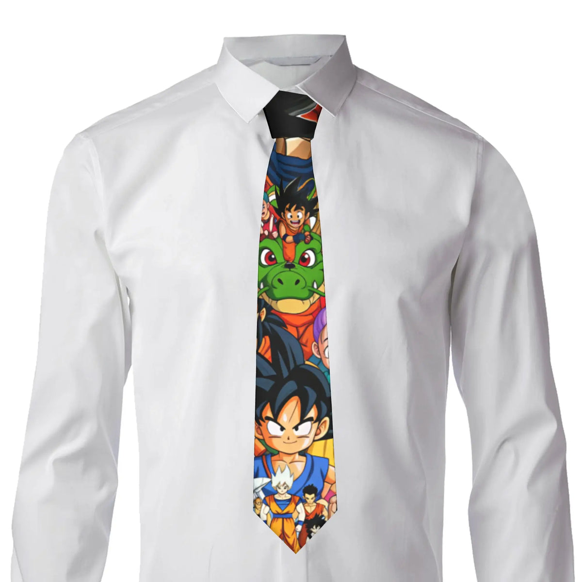 Cravate bleu marine Dragon Ball - Goku enfant sur la tête de Shenron