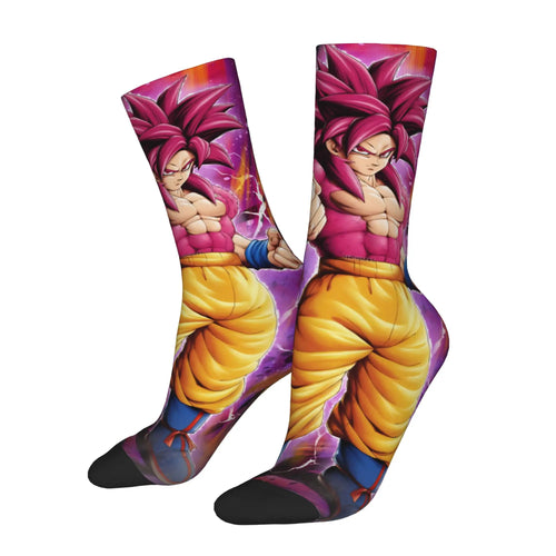 Chaussettes roses et jaunes Dragon Ball - Gogeta aux cheveux rouges