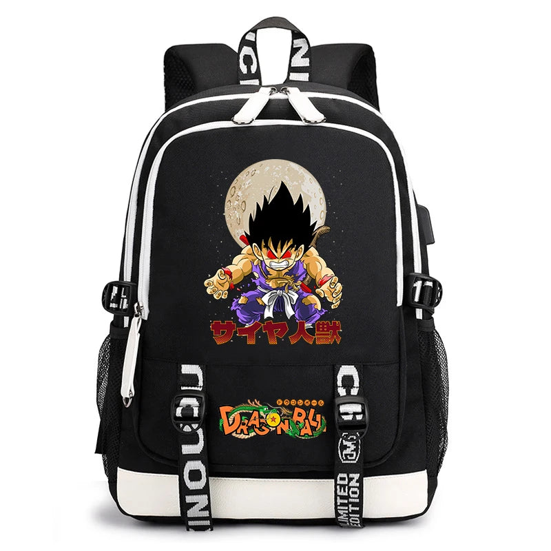 Black and White Dragon Ball Rucksack - Goku Super Saiyan 3 Zurück