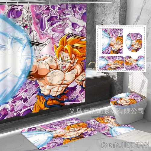 Set von Duschvorhängen und Teppichen Dragon Ball - Goku Super Saiyan Freezer