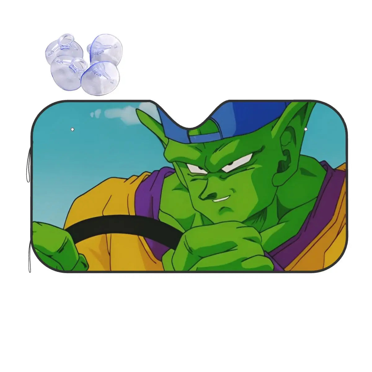 Zwarte auto parasol Dragon Ball kanji Go en oranje merken