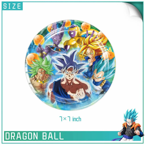 Assiettes anniversaire 18 cm Dragon Ball - Goku Ultra Instinct et les Saiyans