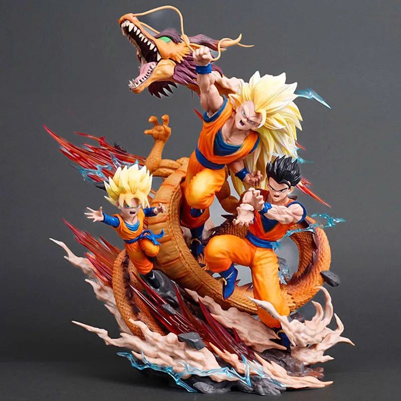 Dragon Ball figurine - Goku Super Saiyan 3 and golden dragon