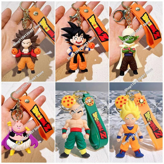 Portachiavi con statuette di Goku e guerrieri Dragon Ball Z