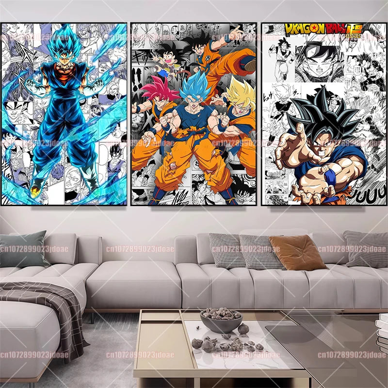Pósteres manga Dragon Ball - Vegeta Goku y Broly a color
