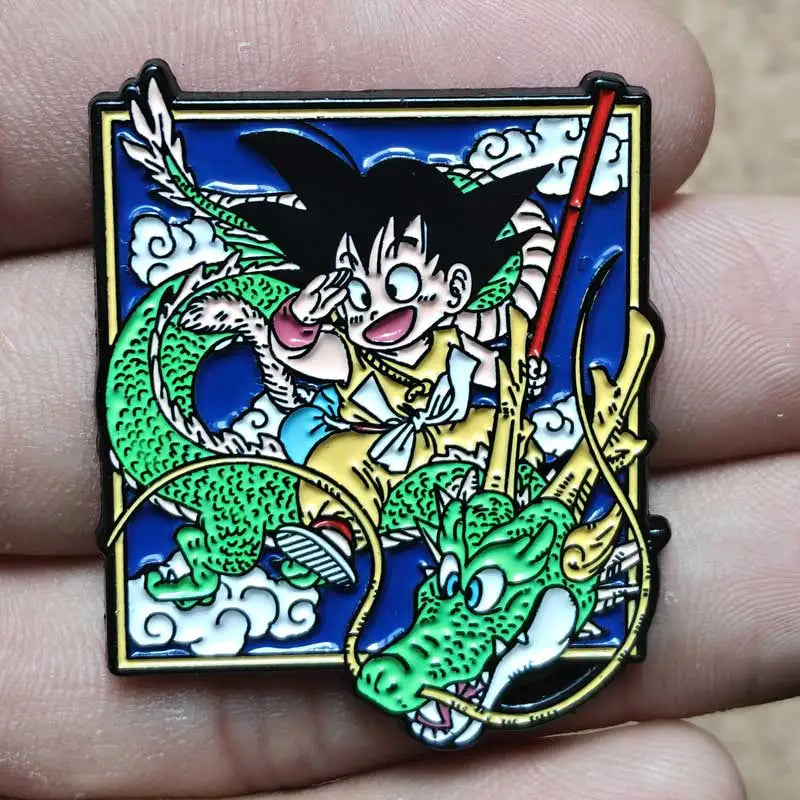 Dragon Ball Pin - Goku als Kind und Shenron im Mangarahmen
