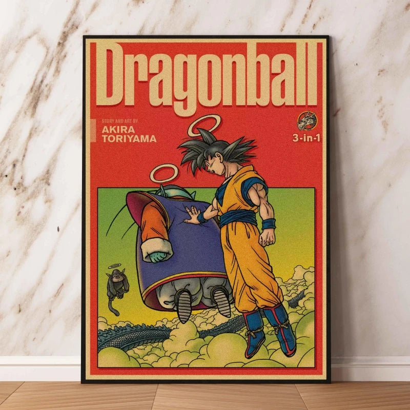 Affiches rétro - Goku enfant et couvertures Dragon Ball