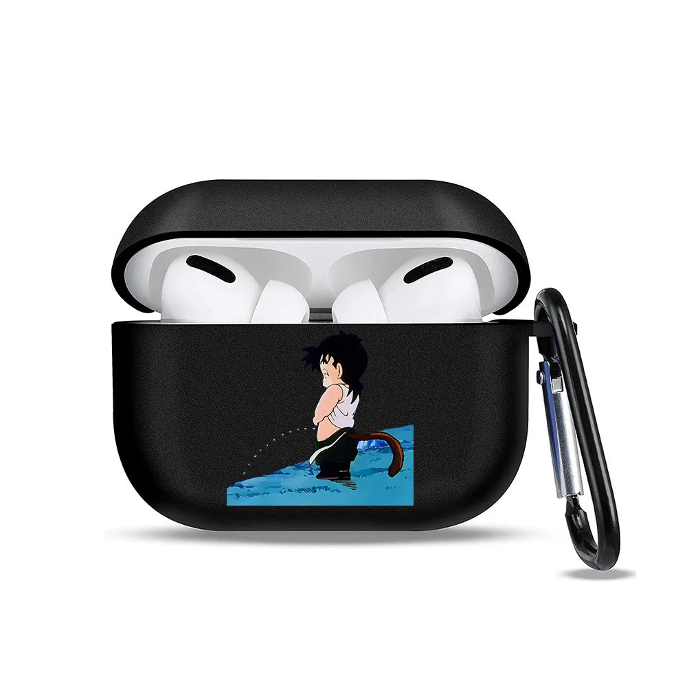 Dragon Ball AirPods Case - Shirtless Kind Goku auf blauem Hintergrund