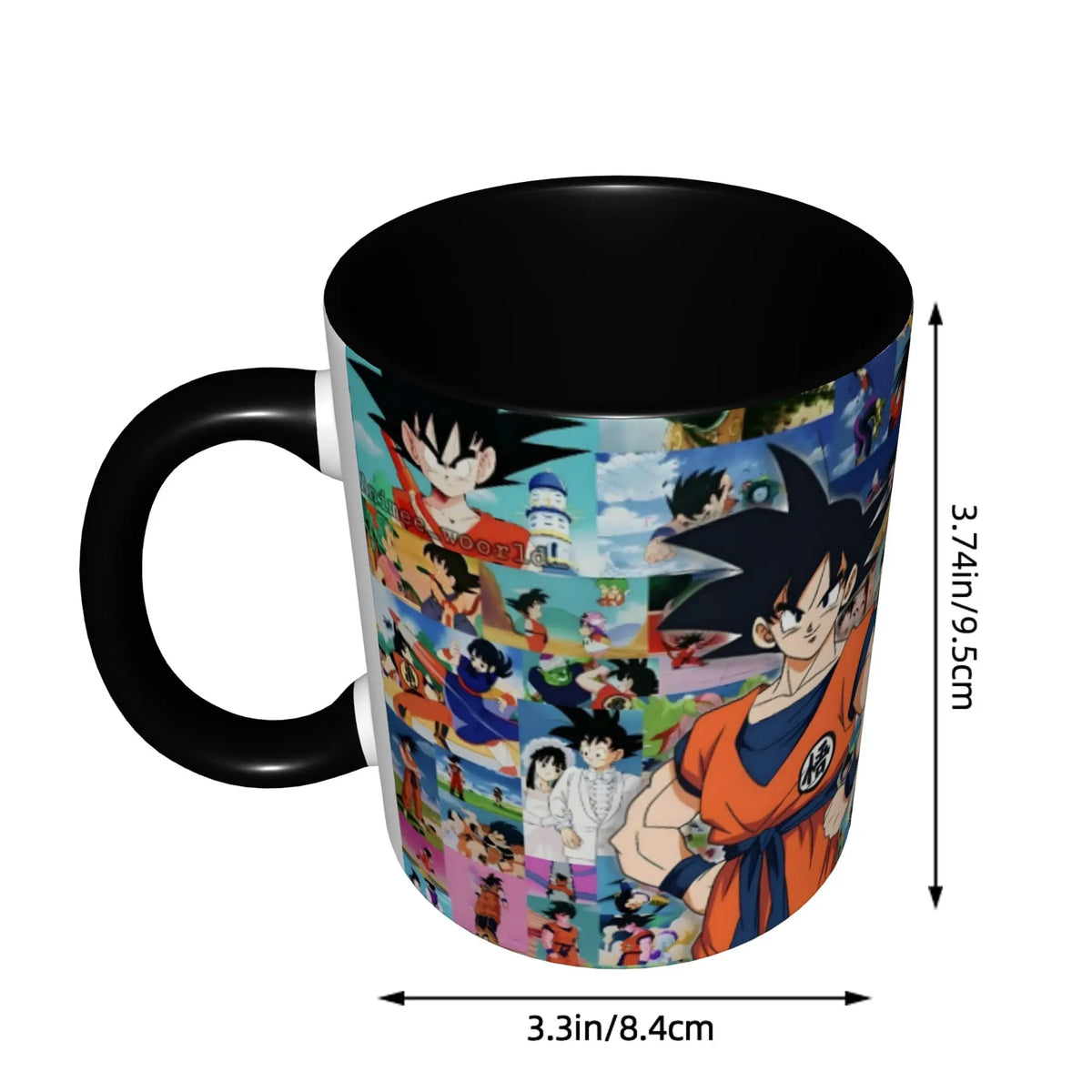 Mug noir Dragon Ball - Goku devant les portraits de ses amis