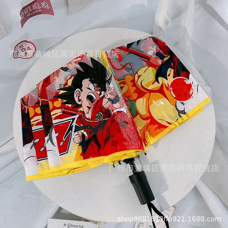 Paraguas Dragon Ball - Goku y Shenron con borde amarillo