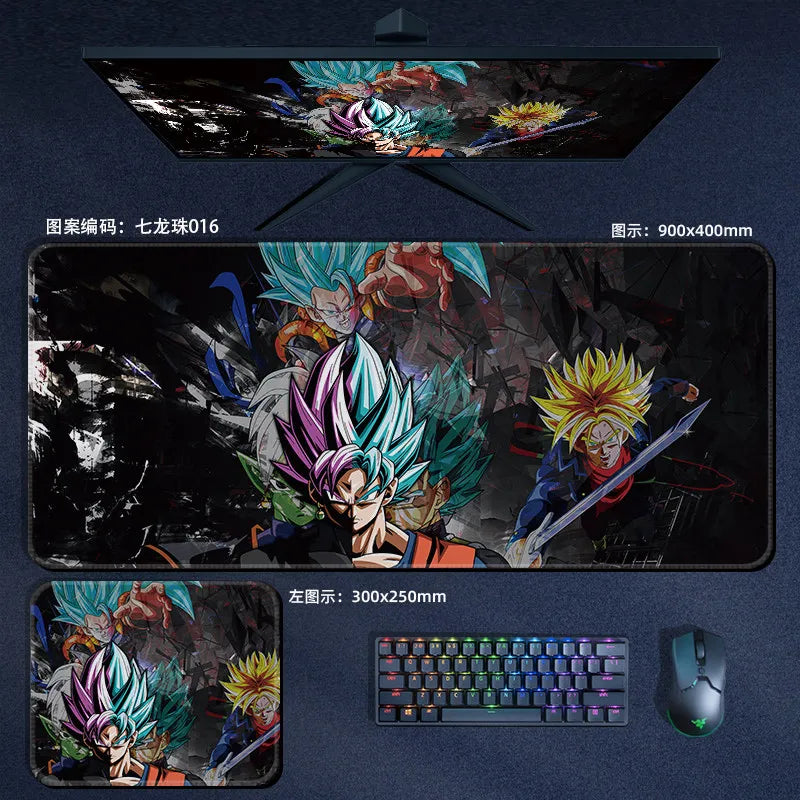 Tapis de souris orange Dragon Ball - personnages alignés et kanji Kame