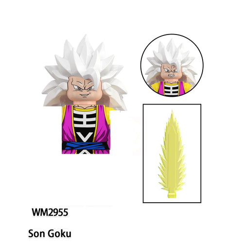 Figur zum Zusammenbauen Dragon Ball - Goku mit langen weißen Haaren und schwarzem Outfit