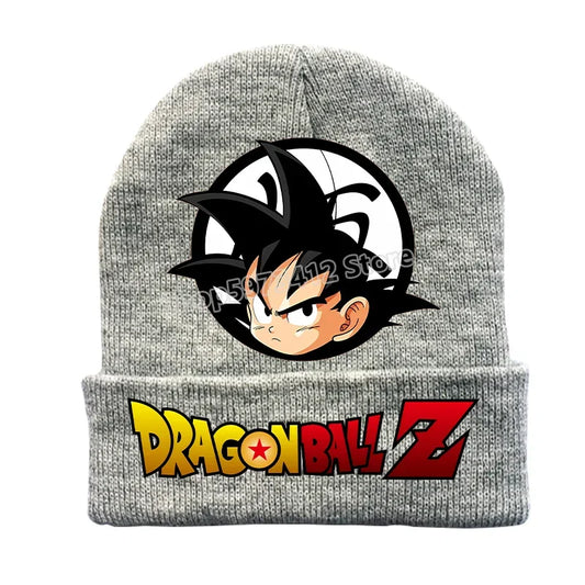 Bonnet à revers gris Dragon Ball - visage de Goku enfant