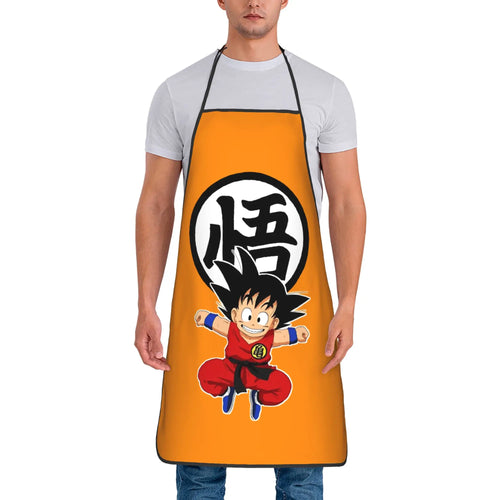 Delantal naranja Dragon Ball - Goku niño y kanji grande Go