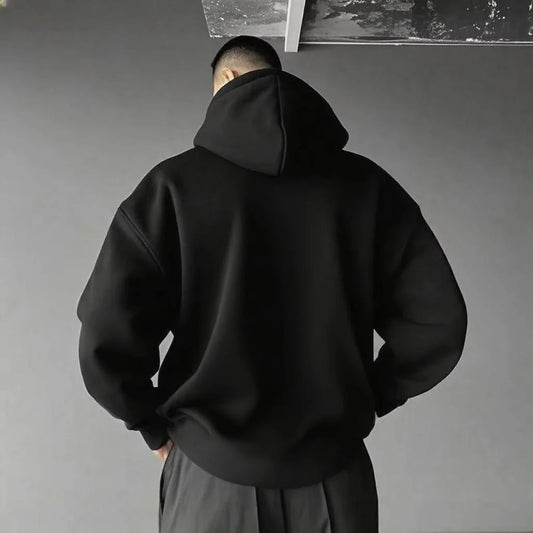 Pull à capuche noir uni